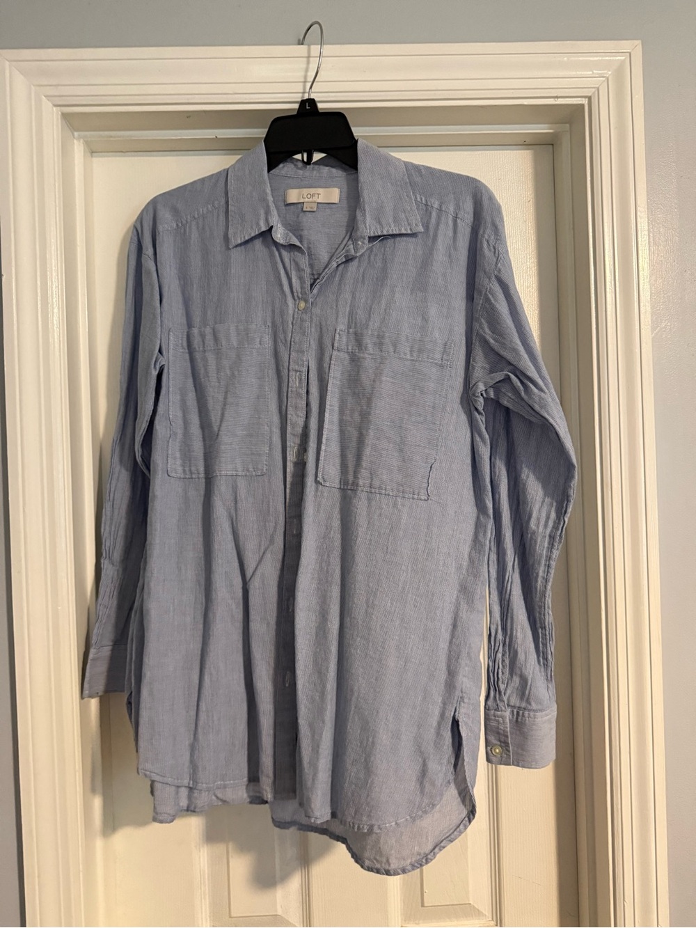 LOFT Light Blue Casual Button-Down Shirt